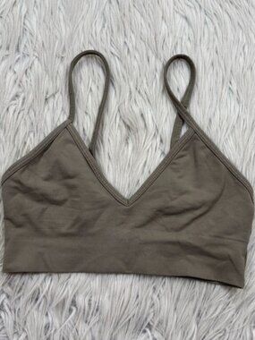 Skims Women's XS Green V-Neck Pullover Bralette Lounge Comfort